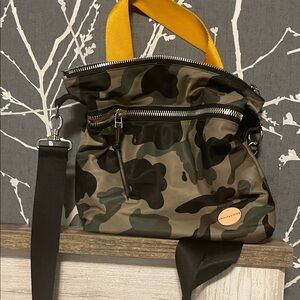 Camouflage Crossbody Bag with Yellow Handle